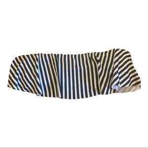 Hurley Striped Bandeau Ruffle Swimsuit Bikini Top Size Large